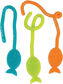 Fun Express - Little Fisherman Sticky Fish On A String for Birthday - Toys - Value Toys - Sticky & Stretch Toys - Birthday - 72 Pieces