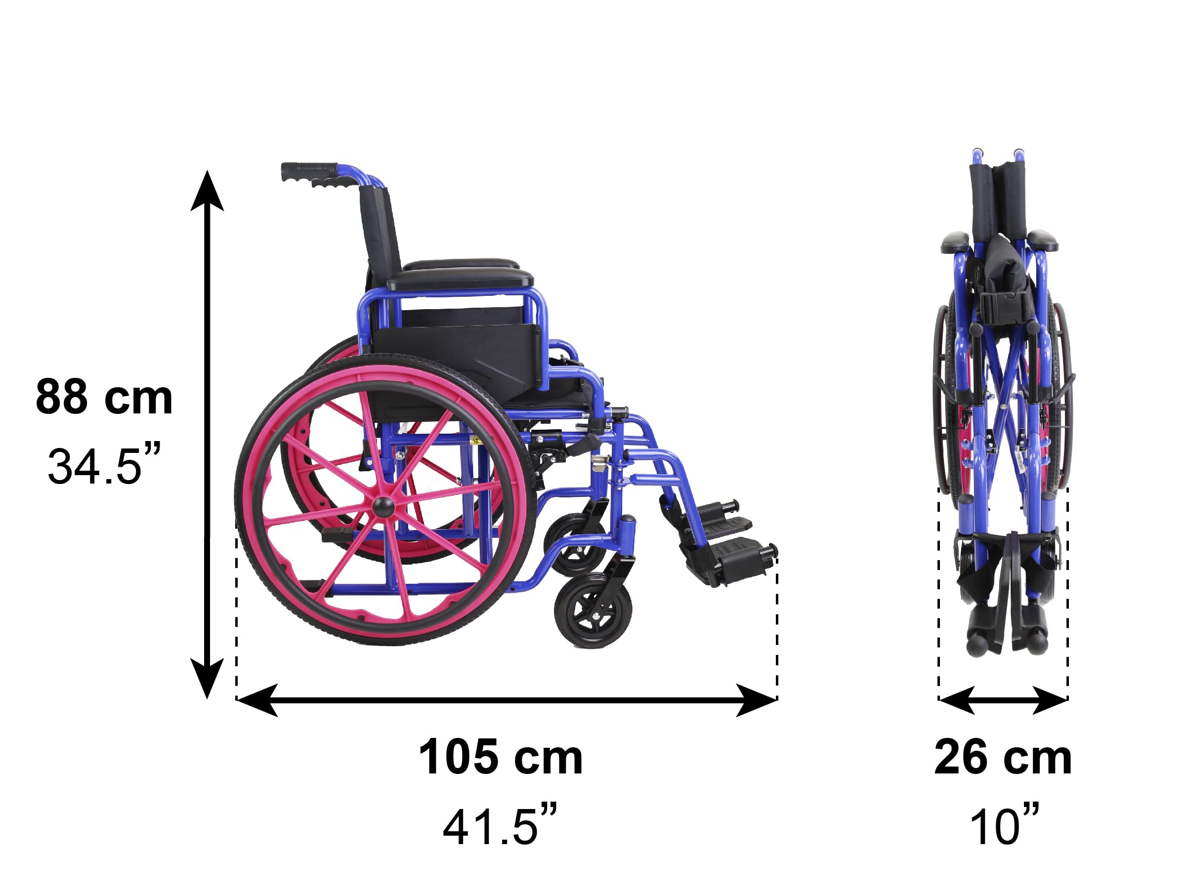 PEPE Mobility Fauteuil Roulant Enfant Pliable Léger, Chaise Roulante Handicapé, Fauteuil Médical Pliante et Légère