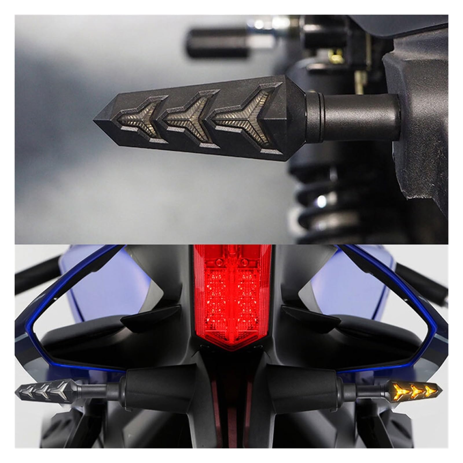 Fanale posteriore per moto Luce LED per moto con flusso d'acqua, indicatori di direzione, luci posteriori per freno moto, indicatori di direzione per moto flessibili