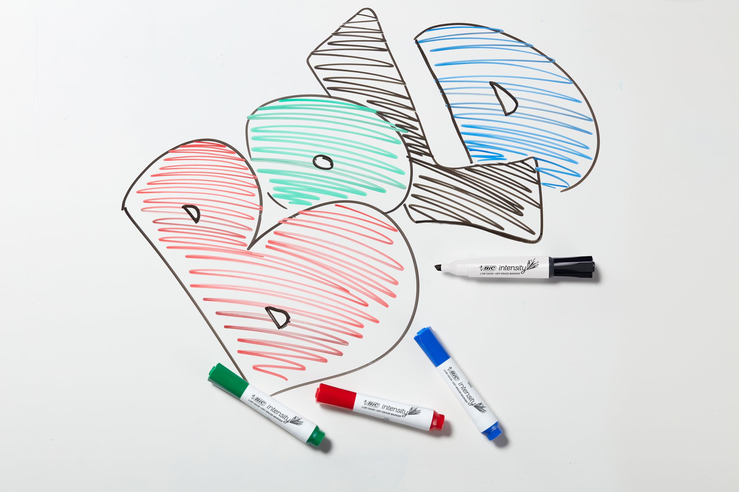 BIC Intensity Tank Pennarelli cancellabili a secco, punta a scalpello, colori assortiti, confezione da 12 (GDEM11MA-AST)