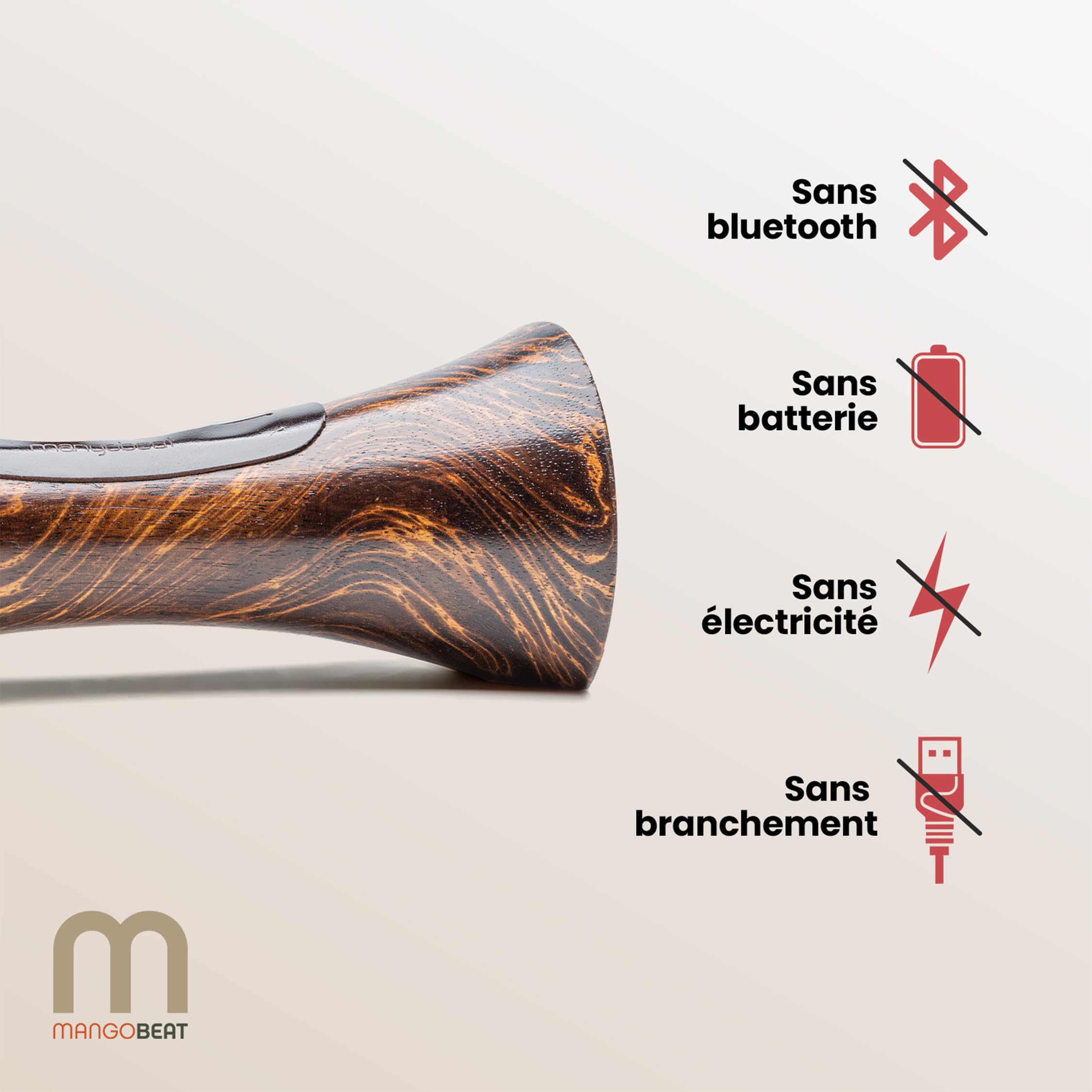 mangobeat® - Enceinte écologique et Universelle en Bois - Amplification de Tous Les Smartphones sans électricité - « Loupe » 35cm