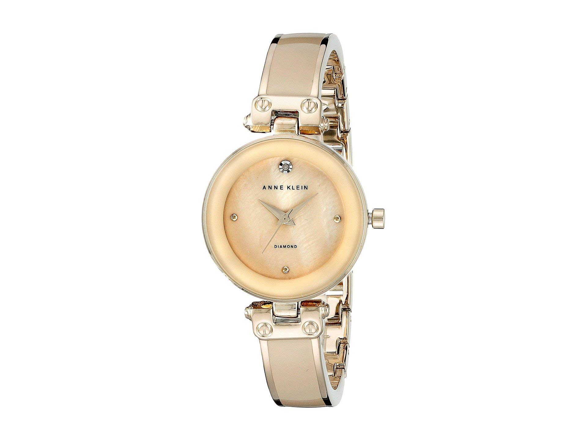 Anne Klein Women's Genuine Diamond Dial Bangle Watch Tan/Gold