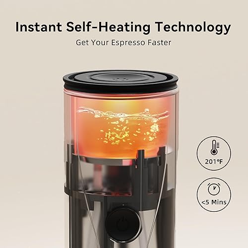 Miniatura 2 de Máquina de café espresso portátil, mini cafetera eléctrica autocalentable, hasta 20 bares de presión, compatible con cápsulas NS y molienda fina,