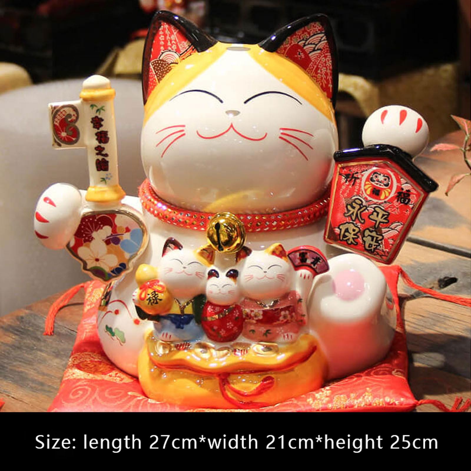 Ceramiczny szczęśliwy kot, ozdoba kota Maneki Neko , ozdoba na prezenty noworoczne, ozdobne ozdoby, bogactwo dobrobytu, rzeźba kolekcjonerska, ozdoby samochodowe do domu