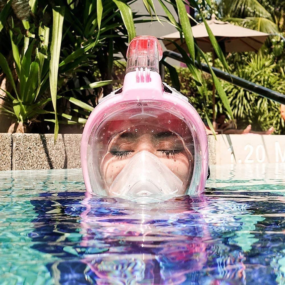 Maschera da Snorkeling Integrale， panoramica a 180 Gradi， Anti-Appannamento， Anti-Perdita， Maschera da Snorkeling per Adulti e Giovani， Molto Adatta per Gli，Black-Small