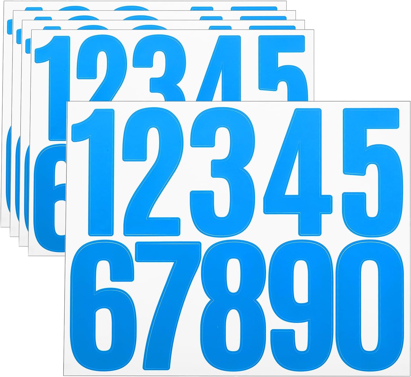 uxcell 5 Sheets Vinyl House Numbers, 3 Inch Waterproof Self-Adhesive Number Stickers for Mailbox, Sign, Window, Door, Address Number, Blue