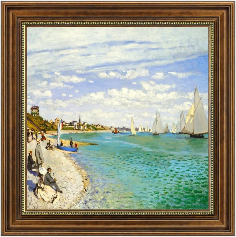Framed Art, Claude Monet Canvas, 20x20 Inch Sailboat Painting, Wall Art for Living Room