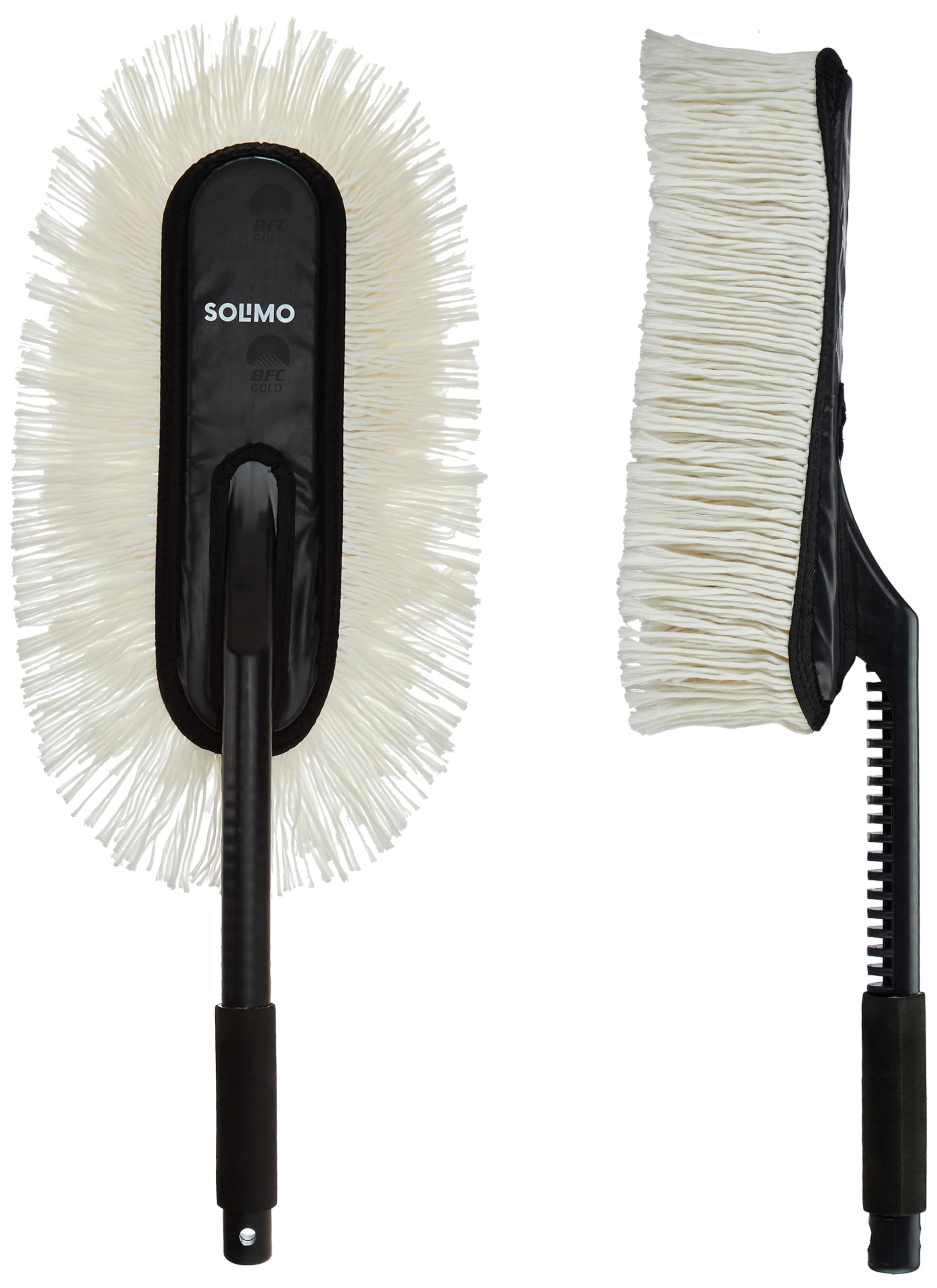 Amazon Brand - Solimo Super Soft Microfiber Car Duster for Car Cleaning and Dusting | Anti-Scratch | Lint-Free with PP | Handle Soft Foam Grip | 65 L x 15 W cm | White