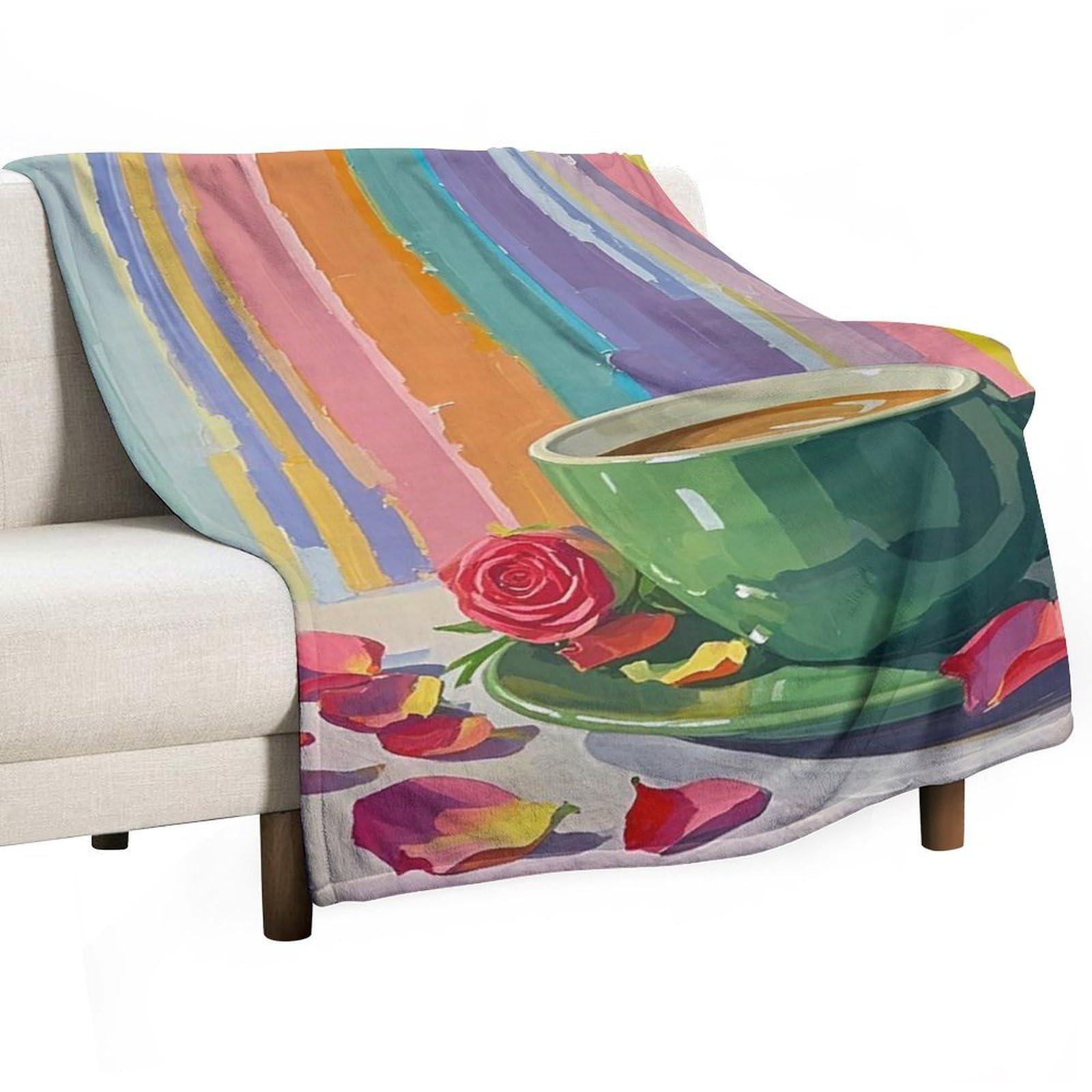 Couverture en flanelle arc-en-ciel 100x150 cm légère pour canapé