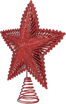 Zerodeko 1pc Glittering Pentagram Tree Star Treetop Adornment Festive Christmas Tree Decoration for Holiday Parties and Family Gatherings Bright Colors for Joyful Atmosphere