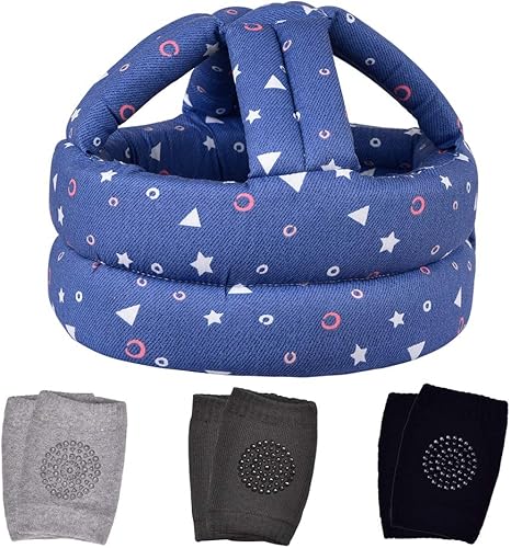 TORASO Protector de cabeza de bebé y rodilleras para gatear, casco de seguridad infantil y casco de bebé para caminar, para edades de 6 a 36 meses,