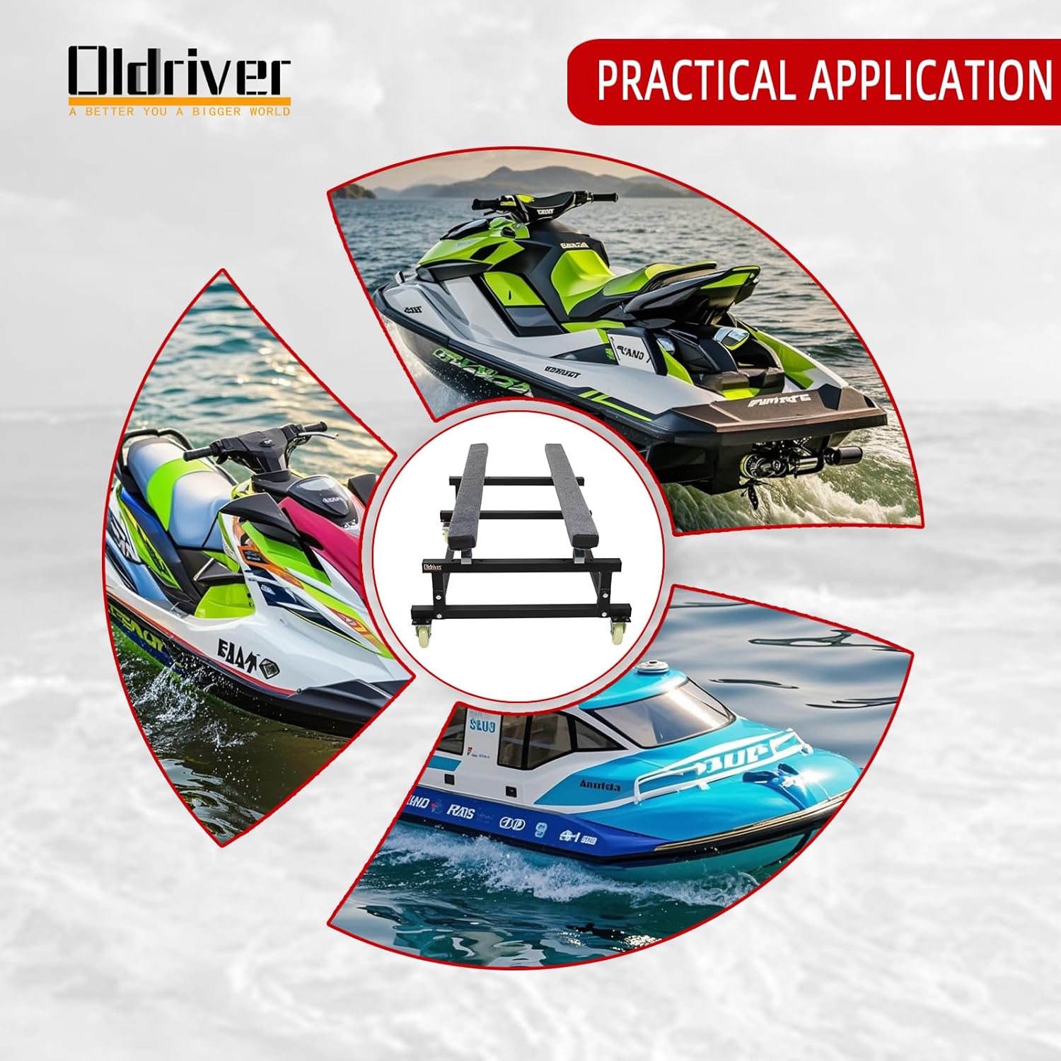 1000lbs Capacity Watercraft PWC Dolly Jet Ski Dolly- Adjustable Bunks for Jet Ski, PWC,Boat Carpeted to Prevent Scratch 4 Wheels & 2 Brakes