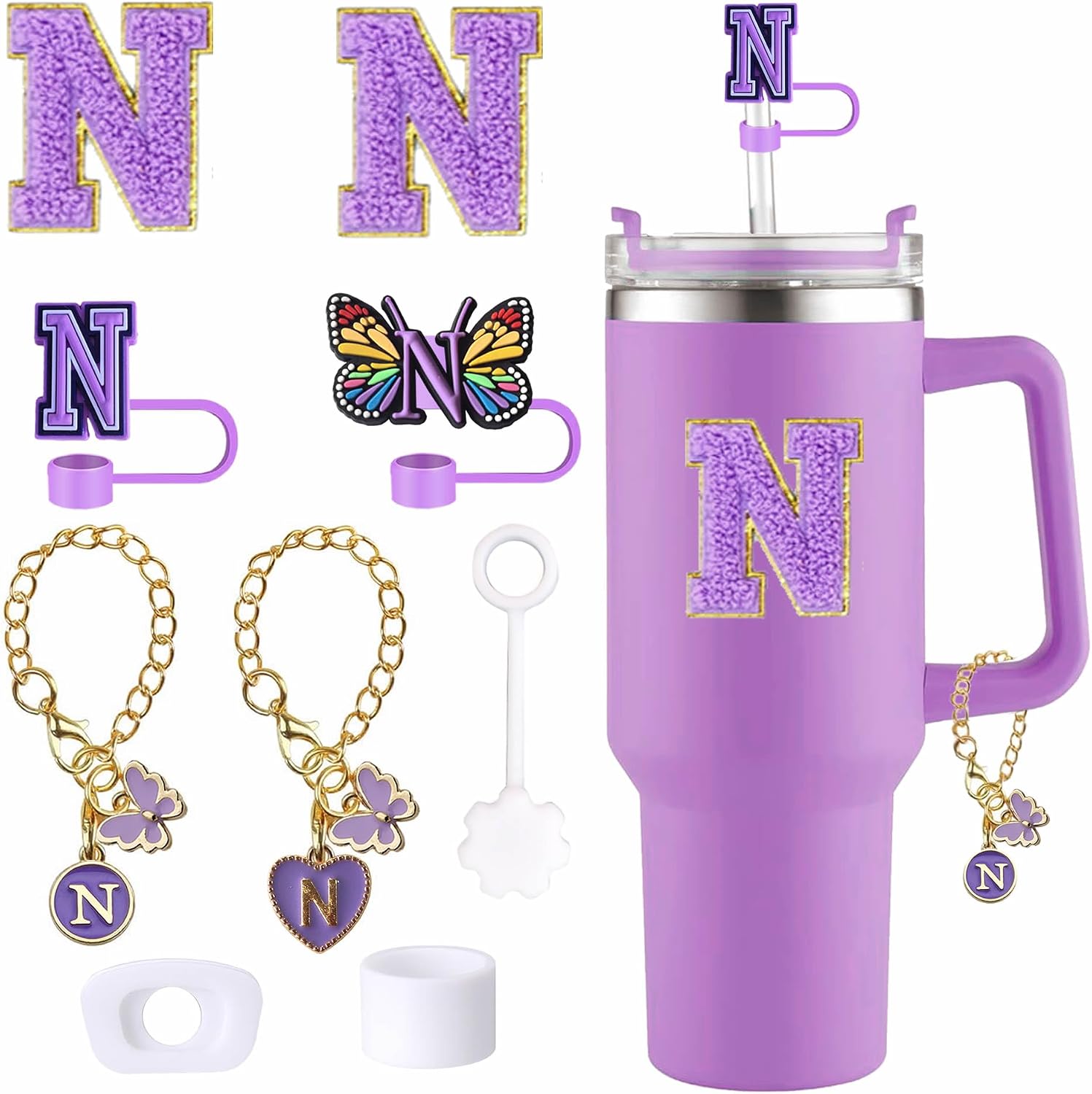 Butterfly Cup Accessories for Stanley 30oz 40oz, Letter Charm Set