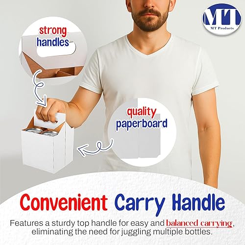Miniatura 37 de MT Products 4 soportes para botellas de cartón kraft de 12 onzas. Portabotellas de cerveza o soda para un transporte seguro y fácil, paquete de 4