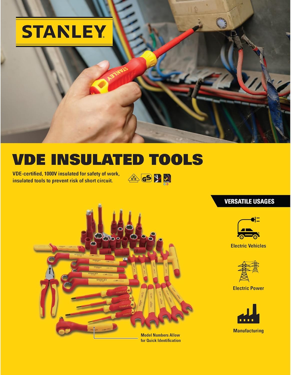 Stanley 0-84-294 Water pump Plier MaxSteel VDE, Multicolor