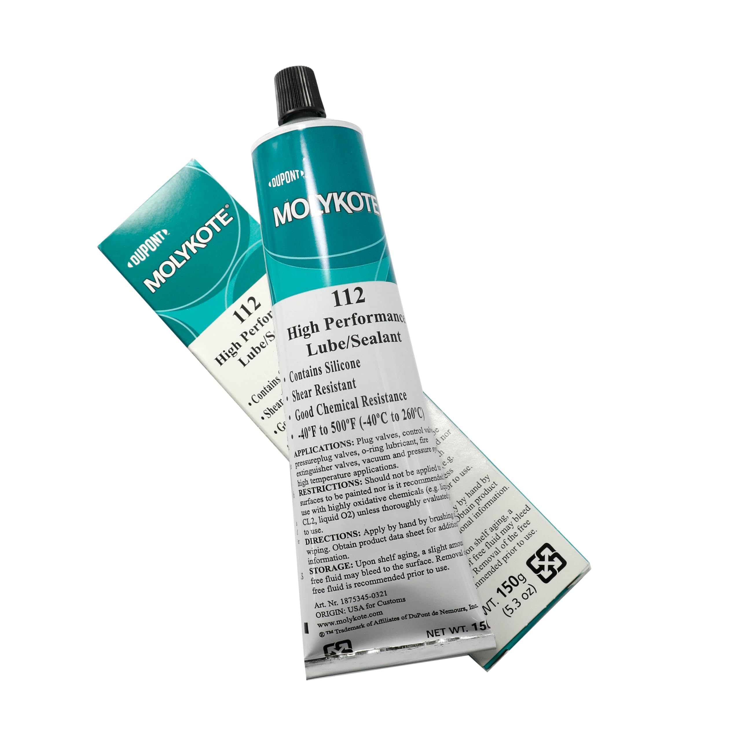 Molykote 112 150g 5.3oz Hochleistungs Schmiermittel/Dichtstoff Schmierfett für Ventilschmierung und Dichtung Hohe Konsistenz Schmelzfestes Silikon Scherfest Translucid Weiß Dow Corning