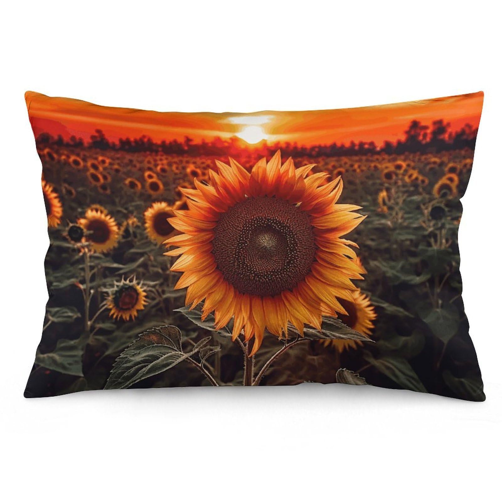 2 Pack Pillow Cases for Hair and Skin, Soft Breathable Pillow Case Covers with Hidden Zipper, Sunset Sunflower Pillowcase 20"x30" Pillow Covers for Sleeping Gift