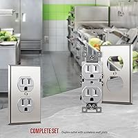 Vista 48 de ENERLITES Elite Series Duplex Receptacle with Screwless Wall Plate, Residential Grade Duplex Outlet, Tamper-Resistant, Grounding, 15A 125V, UL Silver