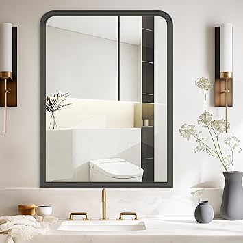 WallBeyond Black Wood Bathroom Mirrors for Wall Mounted, 30" x 40" Rustic Wood Frame Wall Mirrors Decorative for Living Room or Bedroom Vanity Mirror Horizontal/Vertical Black