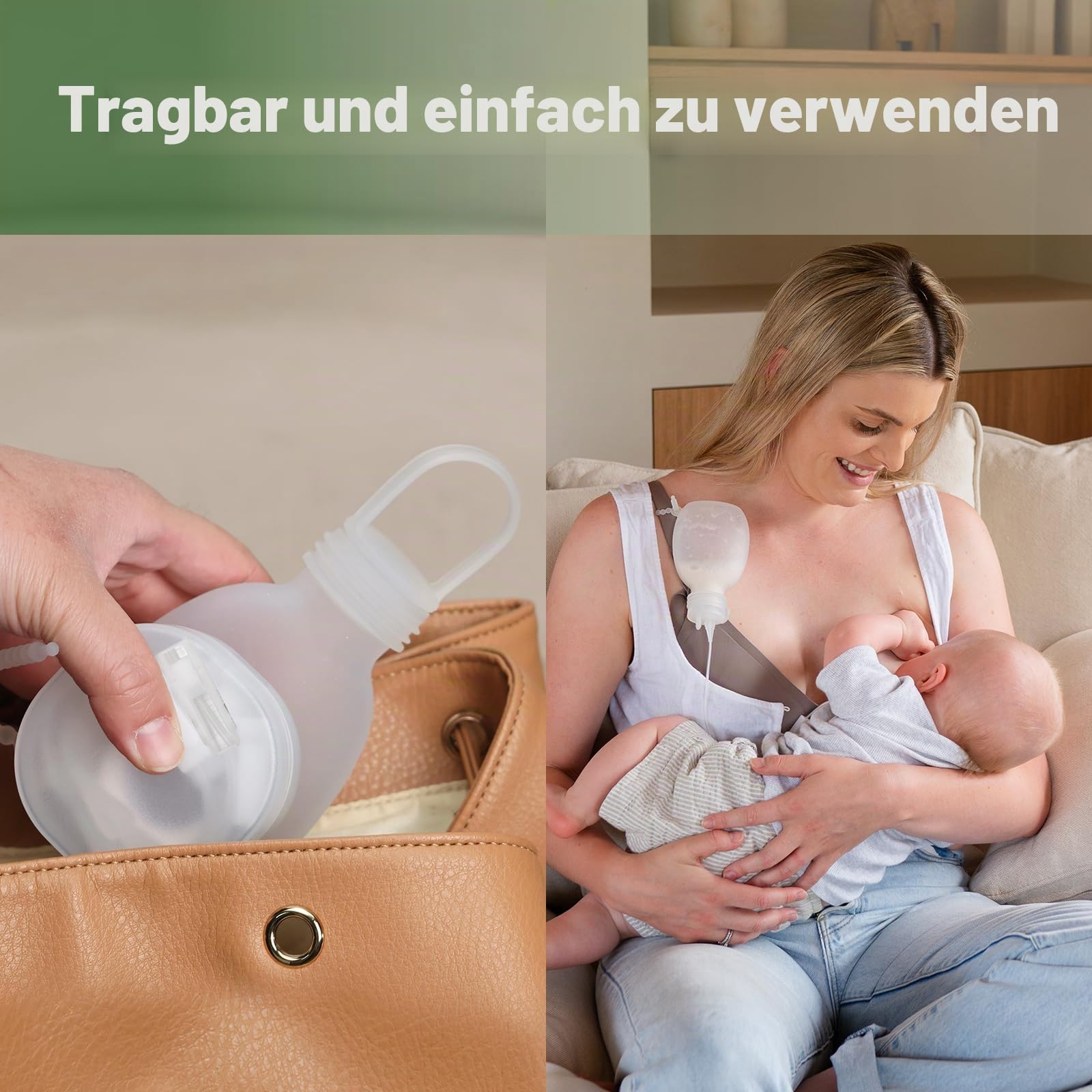 haakaa Baby Supplemental Nursing System for Stillen, Silikon Baby Fütterungsschlauch & Beutel Set, Brustergänzungsmittel mit Dual Tube Flow Control, Lebensmittelechtes Silikon