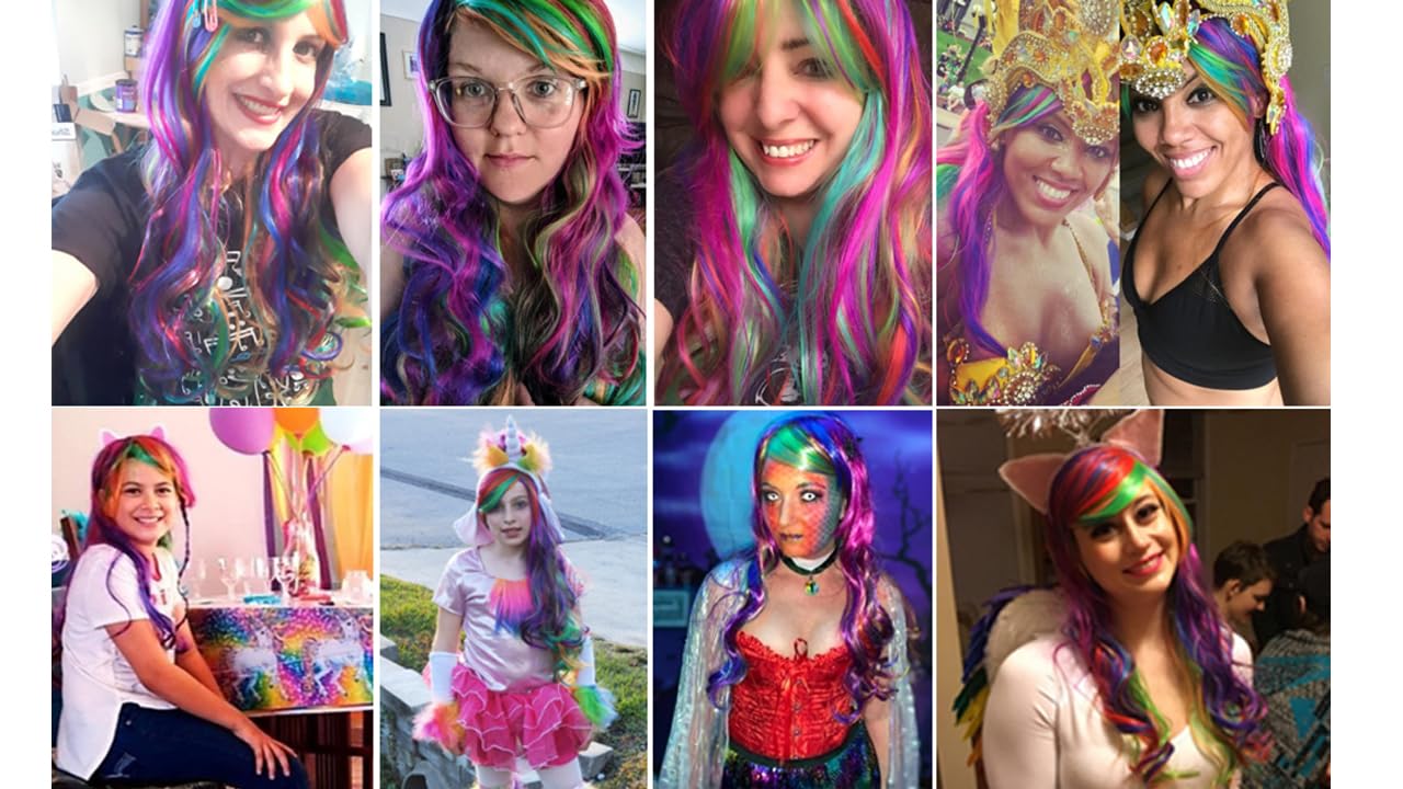 Purple Wig Mixed Blue Long Curly For Kids Girls Purple Hair Wig Funny