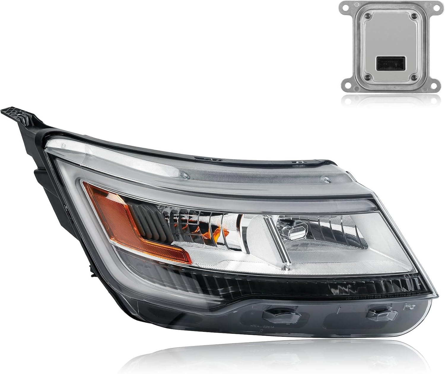 Chrome Bezel LED Headlight W/LED control module Assembly Compatible With 2016-2019 Ford Explorer Sport/Limited/XLT/Platinum Headlamp W/LED DRL Right Passenger Side FB5Z13008BFIT