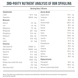 Organic Spirulina Powder - Made with Parry Spirulina, Known for Superior Purity and Nutrient Density - Vegan Farming - Non-Irradiated - Blue-Green Algae Superfood Supplement - 75 Servings - 8 oz