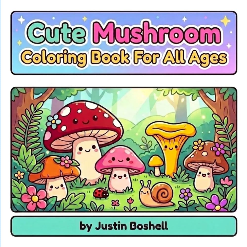 Cute Mushroom Coloring Book For All Ages