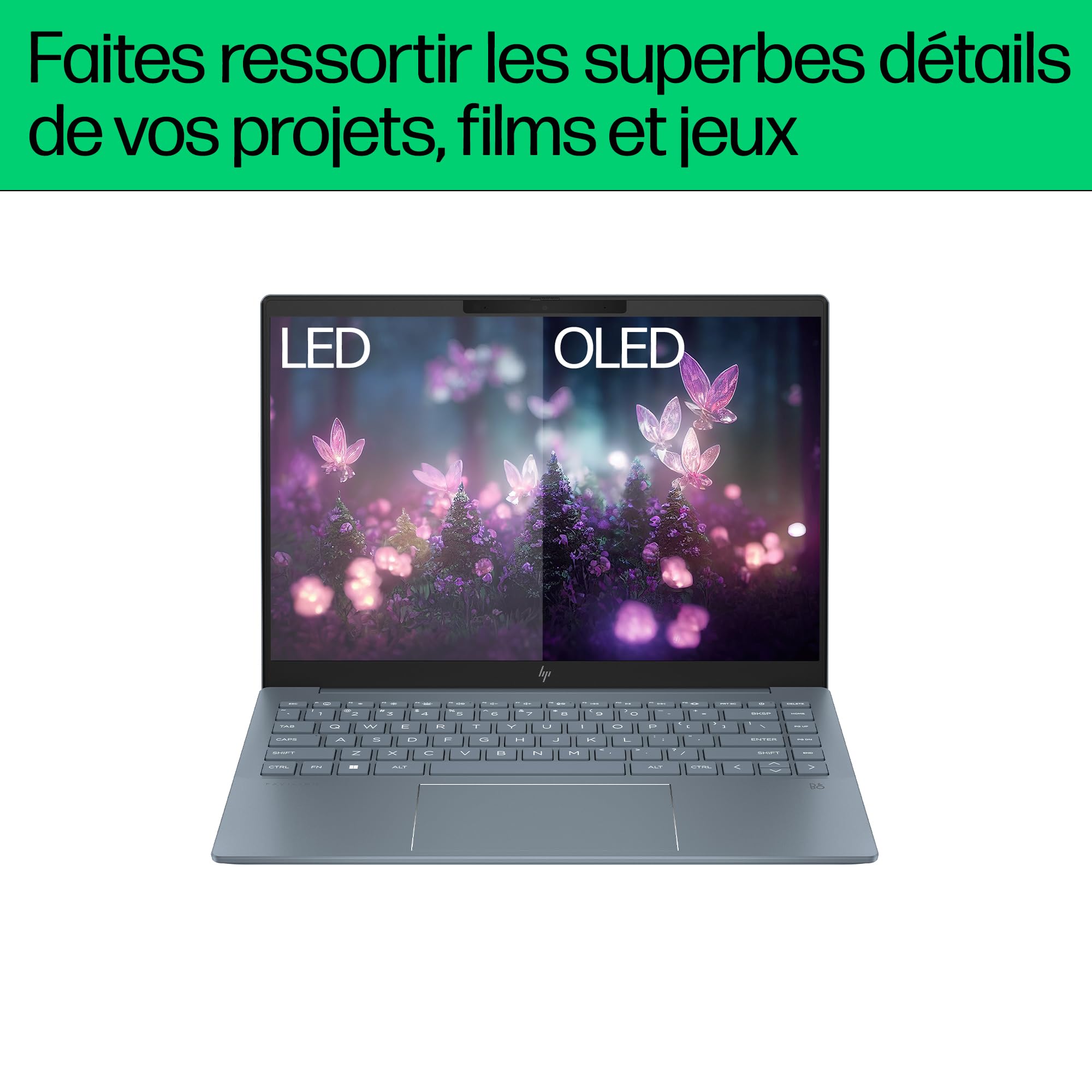 HP Pavilon Plus 14-ew1000sf Ordinateur Portable 14" 2.8K OLED 120 Hz, PC Portable (Intel Core Ultra 5 125H, RAM 16 Go, SSD 512 Go, Intel Arc Graphics, Windows 11), Laptop Bleu, Clavier AZERTY