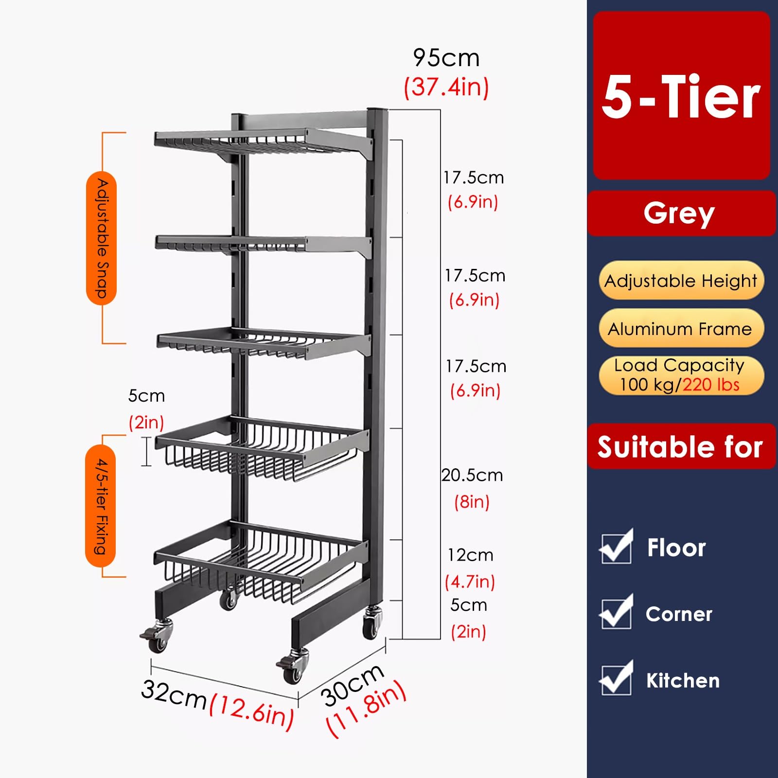 Carrito organizador de ollas y sartenes, estante de almacenamiento ajustable para ahorrar espacio en la cocina