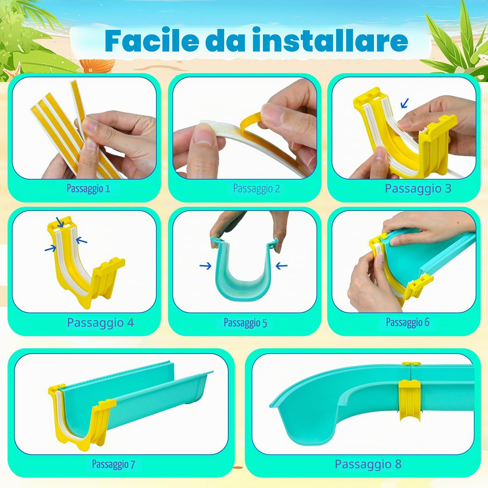 Joellfuner Pista d'acqua per bambini all'aperto, 2 in 1 giocattolo acquatico per bambini outdoor, set pista d'acqua con 2 barche, 6 figure di animali, 2 pistole ad acqua e funzione di pesca, tavolo