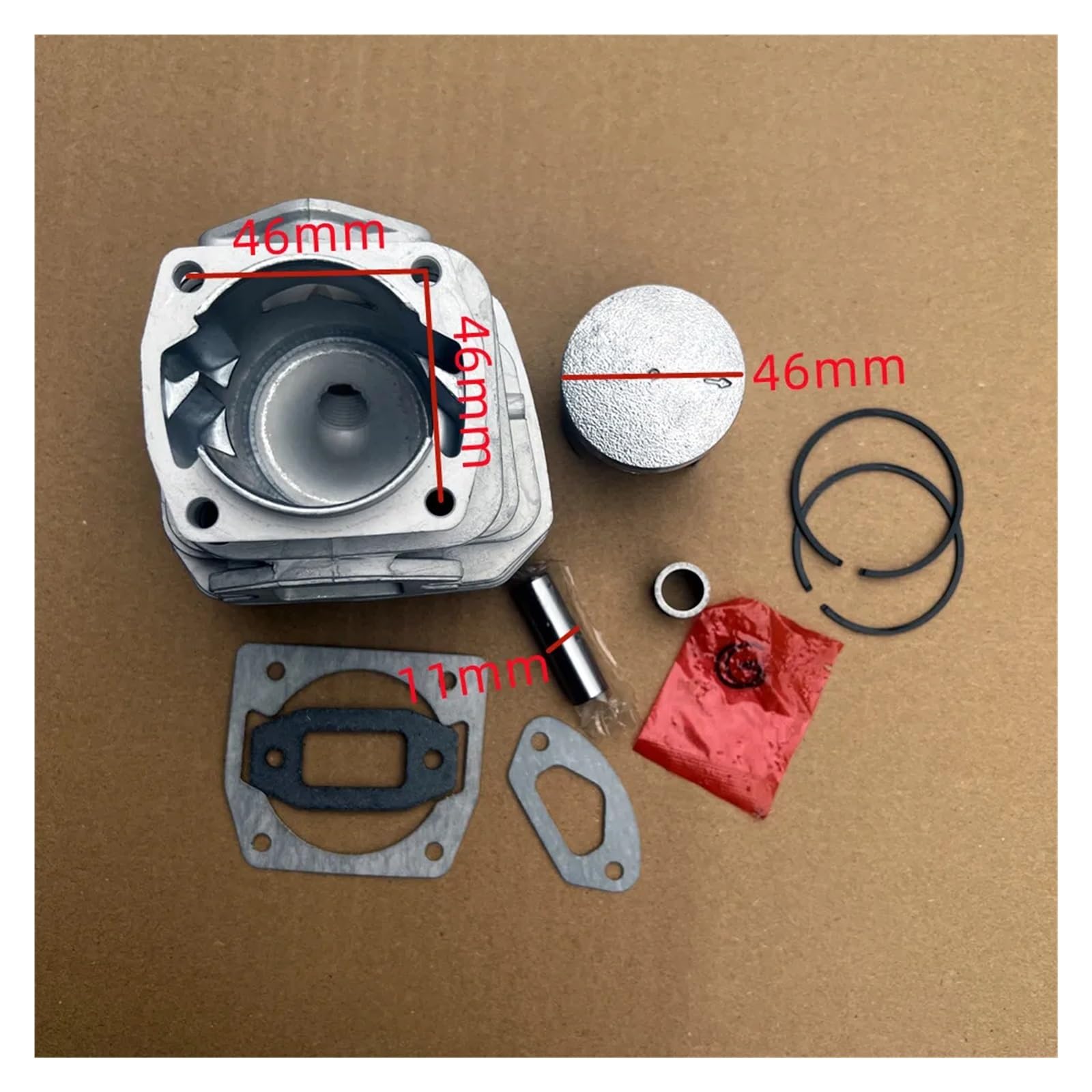 Dingmao Kit de cilindro de 46 mm compatible con motosierra Fpcsp52 Zylinder Anillos de pistón Clips de pasador Conjunto de junta