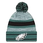 New Era Unisex-Adult NFL Official Sport Knit Classic Cuffed Knit Pom Beanie Hat (Philadelphia Eagles)