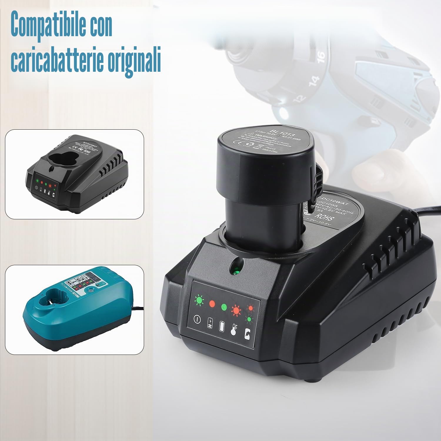 Energup Batteria di ricambio10.8V 3,5Ah per Makita 10.8V Batteria BL1013 BL1014 195332-9 194550-6 DF330D LCT203W-2 pezzi