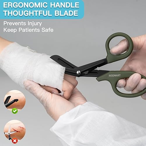 Miniatura 4 de Tijeras de trauma  RISEMART Tijeras médicas vendaje para enfermeras, 7.5 pulgadas, cuchillas antiadherentes recubiertas de fluoruro de acero
