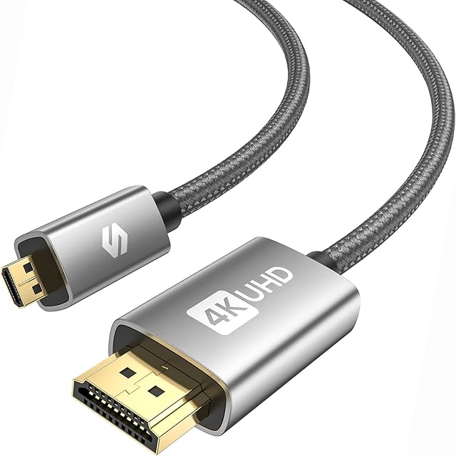 Silkland Micro HDMI to HDMI Cable 0.3m 4K@60Hz, Supports Ethernet, 3D, HDR and ARC, Compatible with GoPro HERO7 Black Hero 5 4 6, Raspberry Pi 4, Sony A6300 A6400 Camera, Yoga Pro 3