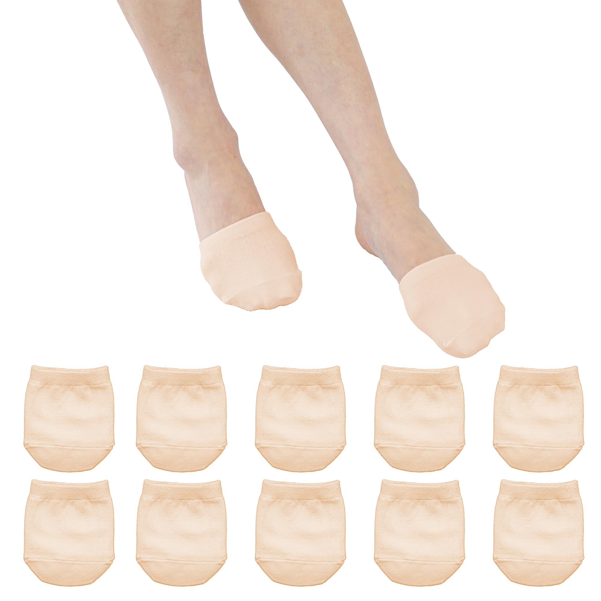 MARRON SMITH 5 Pairs Premium Cotton Mule Socks for Women – Well-Made Toe Topper No-Show Liner Socks, Comfortable, Durable, and Breathable Low-Cut Design (Beige)