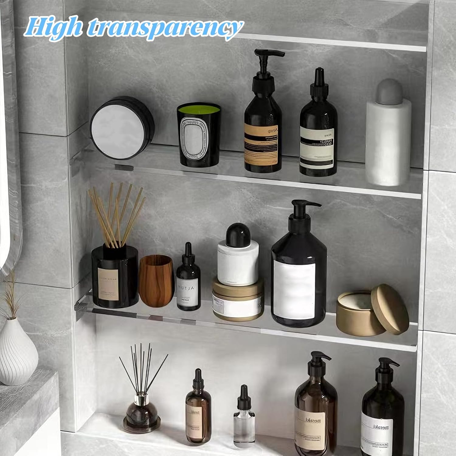 4 Packs Acrylic Medicine Shelves 13 Inches Medicine Cabinet Replacement Shelves Holders for Living Room Bathroom Kitchen,Wall Mounted Medicine Cabinet Shelf