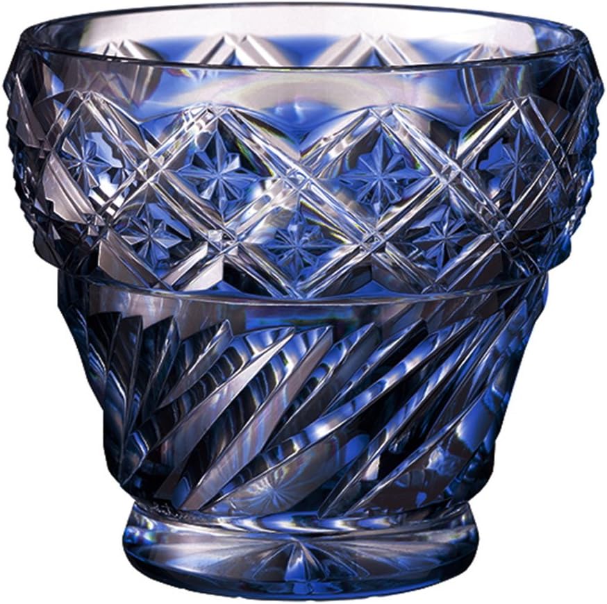 Yamashita Crafts 13041250 Satsuma Kiriko Free Cup, Lapis, Diameter 3.1 x 2.9 inches (8 x 7.3 cm)