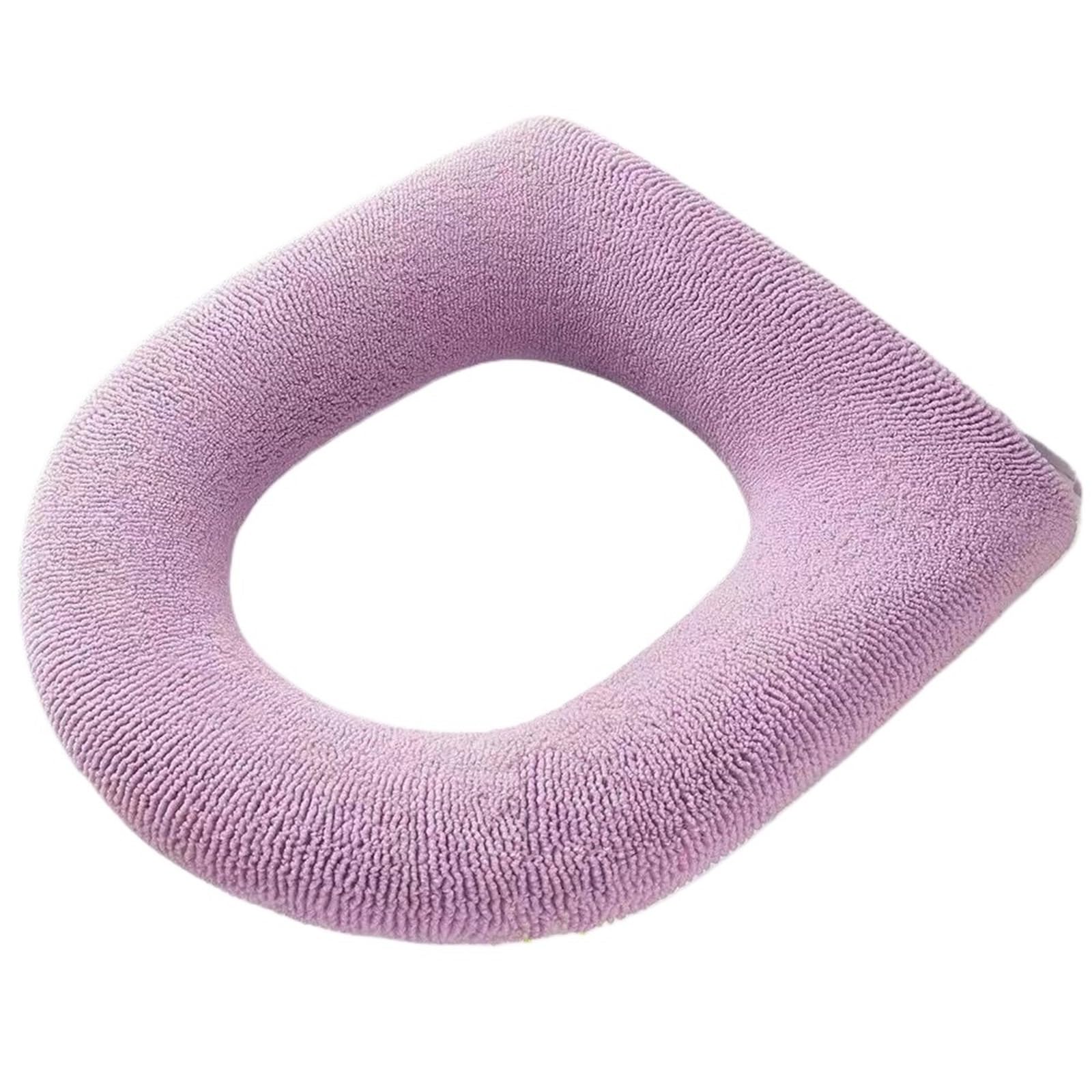 PADGCNOR Soft Toilet Seat Cushion Universal Toilet Seat Cover Pure Color Closestool Mat Soft Warm Cushion Bathroom Accessories(Purple pink)