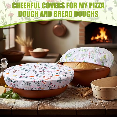 Miniatura 6 de Patelai 10 Pzs Cubiertas Reutilizables para Tazones en 5 Tamaños Tela Elástica de Tela Cubiertas Elásticas para Tazones de Almacenamiento de