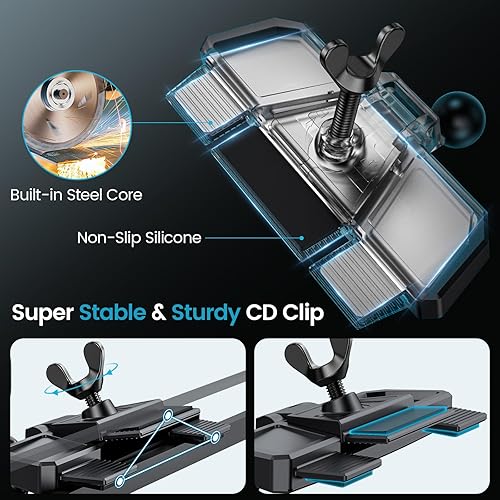 Miniatura 4 de APPS2Car Soporte de cargador inalámbrico para automóvil, ranura para CD, sujeción automática de 15 W, soporte de teléfono de CD de carga rápida para