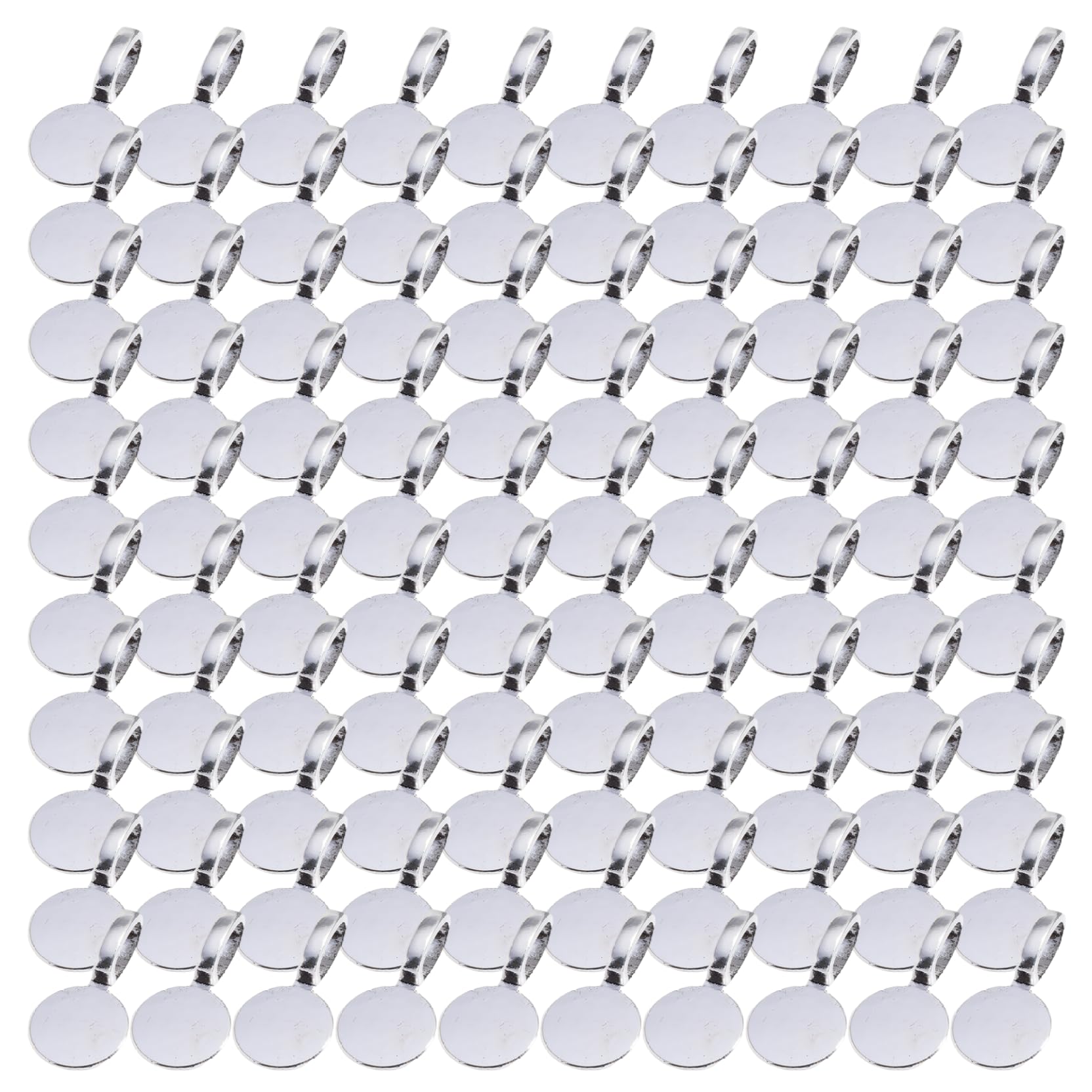 Lcarege 100PCS Bails for Jewelry Making Alloy Silver DIY Glue on Jewelry Bails for Pendants