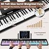 COSTWAY 88-Key Folding Digital Piano Keyboard, Full-Size Semi-Weighted Electric Piano with Microphone, Wireless Connection, Carrying Bag, Portable Keyboard for Beginners, Kids, Adults (Black)