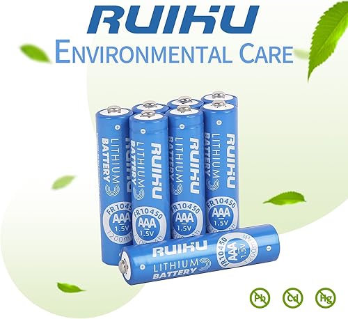 Miniatura 5 de Pilas de litio AAA, paquete de 8 baterías triple A de hierro de litio, baterías de litio AAA de 1.5 V 1200 mAh de larga duración para linterna,