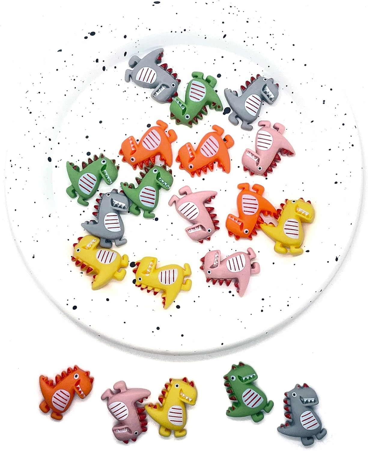 HIZEMLK 50PCS Mini Resin Dinosaurs Charms, Flatback Phone Charm, Colorful Slime Charms Bulk for Scrapbooking Embellishment, Dinosaur Charm for Jewelry Making DIY Craft Hair Clips Ornament