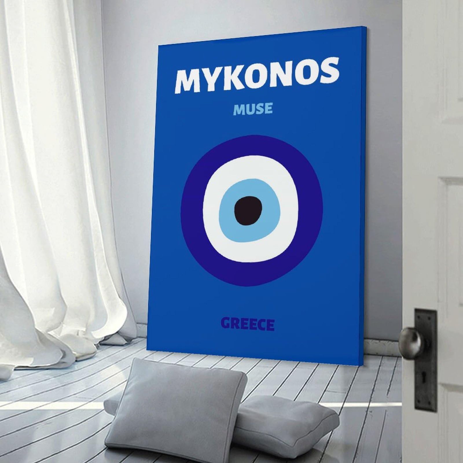 Junmoney Mykonos Greece Travel Home Decor Wall Art, 20x30inch(50x75cm), for Apartment Walls, Studios Or Work Areas, Stylish Wall Art for Fresh Spaces