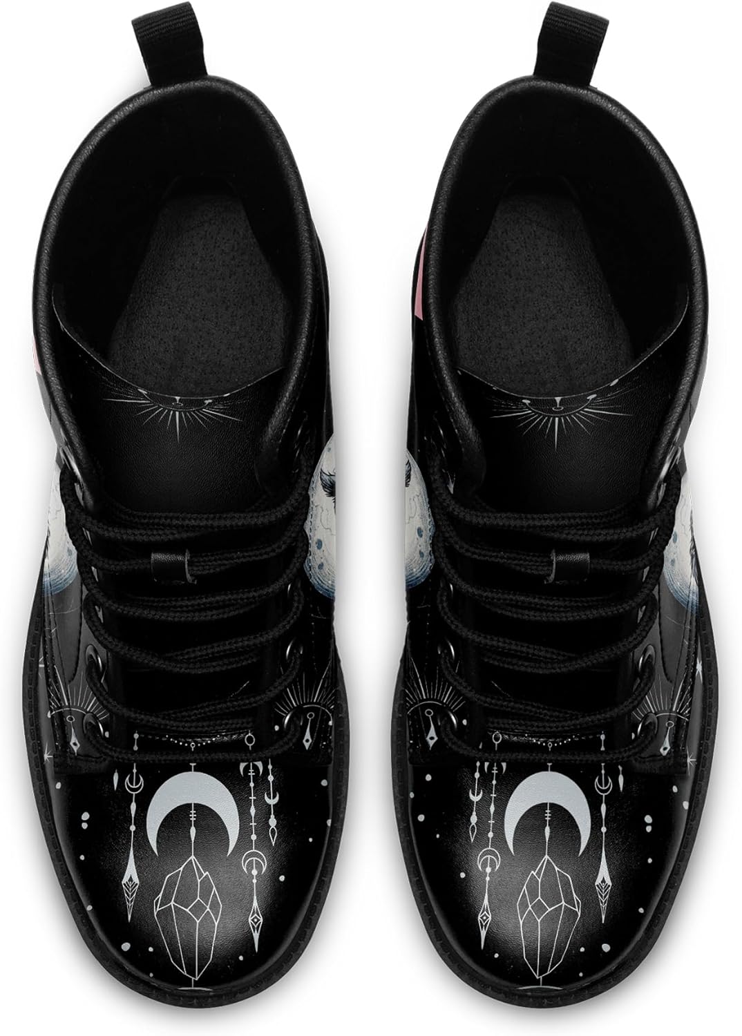 Gothic Combat Ankle Boots for Women Animal Artwork Lace-Up Vegan Leather Booties Punk Rock Chuncky Heel Fashion Black Boot - Image 4