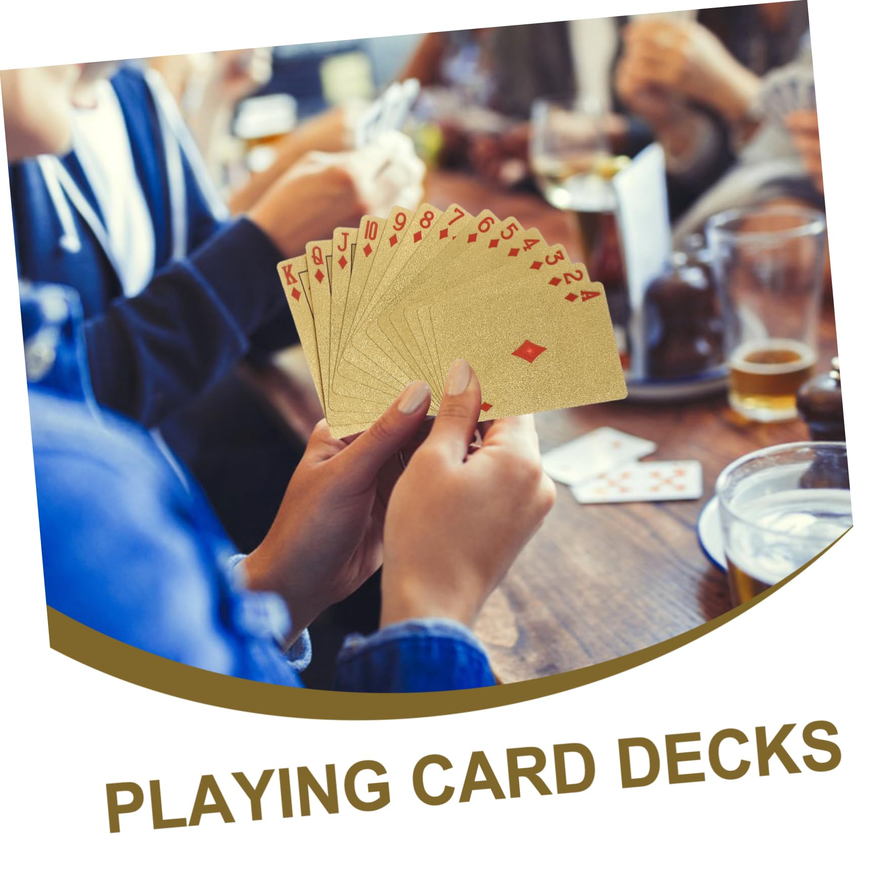 Toyvian Cartes De Poker Inoxydable avec Finition Dorée Jeu De Cartes Résistant à Eau pour Soirées Et Festivals Accessoires De Luxe pour Amateurs De Poker