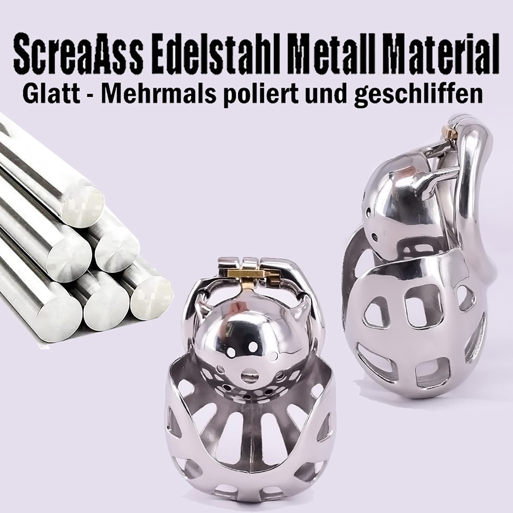 Edelstahl Ultra Small Keuschheitskäfig Hodenkäfig Mit Metall Hoden Bondage Cockringe, Atmungsaktiv Keuschheitsgürtel Hodensack Fesseln Männer Gay Cockcage Male Chastity Device,Silber,45mm